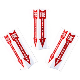(10 Pack) Rigid Plastic 3D Angle Outside Fire Extinguisher Signs Business 4" x 12"