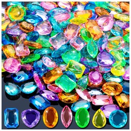 ZHBDMGK Acrylic Gems for Kids, 120Pcs Pirate Treasure Jewels Fake Plastic Gemstones Bling Multicolor Diamonds Toy Gems for Pirate Crafts Party Favors