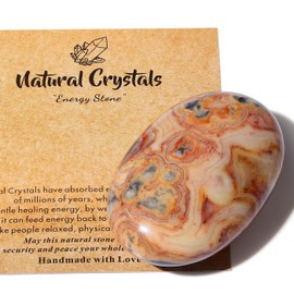 AWARDSEN 1 x 2.4 inch Crazy Lace Agate Gemstones, Large, Crystal Oval Healing Crystal for Reiki Healing, Wiccan Deliveries, Balancing Meditation Accessories