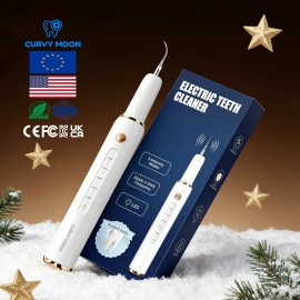 CURVY MOON Christmas Gifts Portable Ultrasonic Dental Cleaner Teeth Whitening Plaque Tartar Removal Bad Breath Removal Home Dental Scalercolor: white