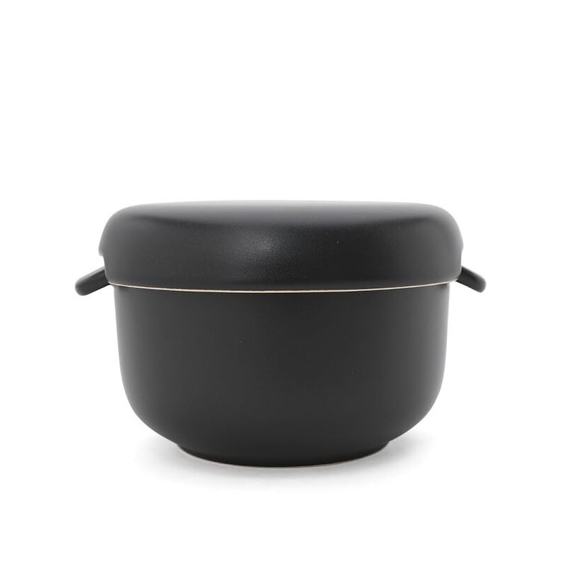 World Create 15962 Yayoi Pottery Round Hitsu Black 1 Piece