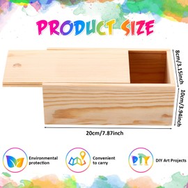 Suzile 6 Pcs Unfinished Wood Boxes, 8 x 4 x 3.15 Inch Small Wooden Box with Lid Wood Craft Box Small Rectangle Wooden Crates for DIY Birthday Party Favor Gift Supplies(Wood Color)