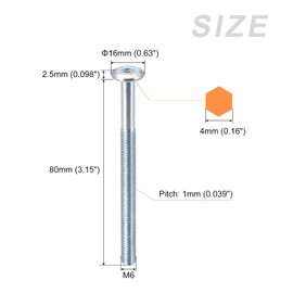 METALLIXITY Hex Socket Head Machine Screws, (M6x80mm) 10Pcs, Carbon Steel Half Thread Cap Screws - for Machinery, Furniture, DIY
