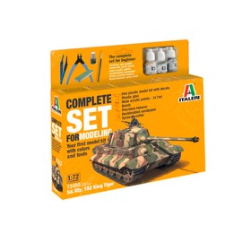 Italeri 72005 1:72 King Tiger Complete Set Model Building Kit, Stand Model Building, Crafts, Hobby, Gluing, Plastic Kit, Includes Accessories