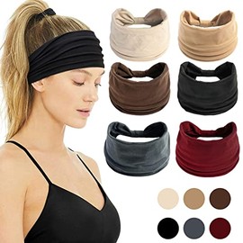 6 diademas anchas BAGOTT en 6 colores con material reversible transpirable para deportes y viajes