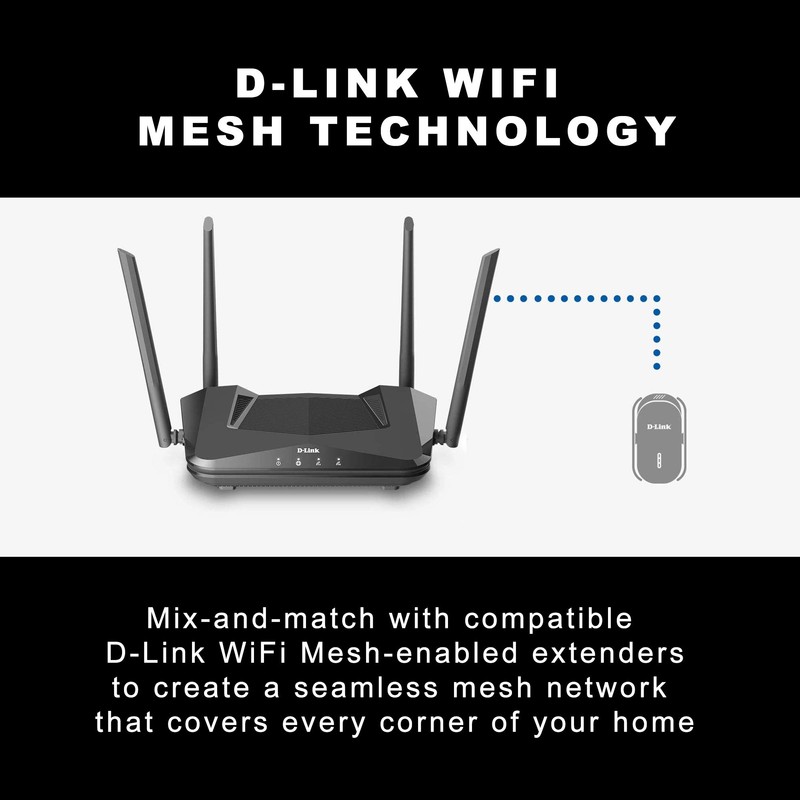 D-Link EXO WiFi 6 Router AX1500 MU-MIMO Voice Control Dual