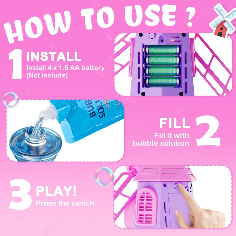 Belemar Windmill Bubble Machine for Kids, Summer Pool Party Bubble