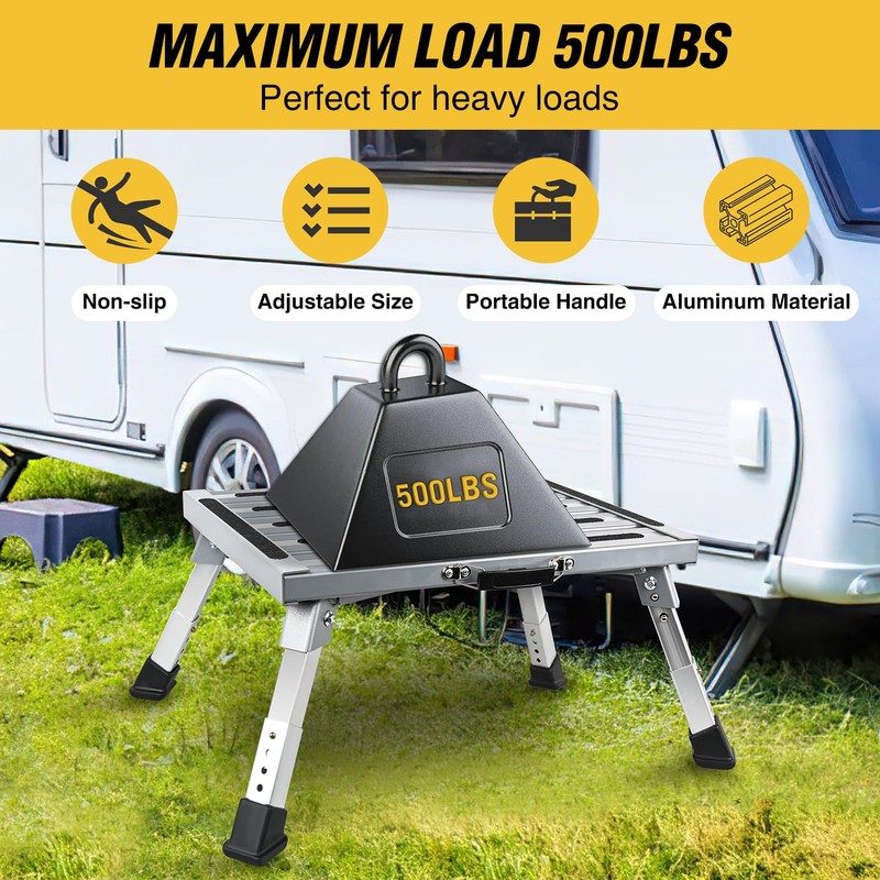 Nilight RV Step Stool Aluminum Folding Platform Steps 19x14.5 RV