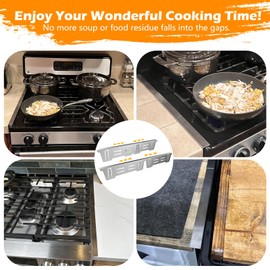 Stove Gap Covers Stainless Steel, Stove Gap Filler Between Stove and Counter, Stove Gap Guards and Range Trim Kit, Easy Retractable Length 13.8" to 27.6", Width 1", Heat-Resistant Stove Guard (2 Pack)