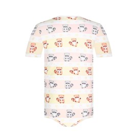 Landofgenie Bodysuit Men's Short Sleeve Pyjamas for Men Bodysuit One-Piece Printed Pyjamas Leotard Cotton Onesie - Raccoon, Washable, L