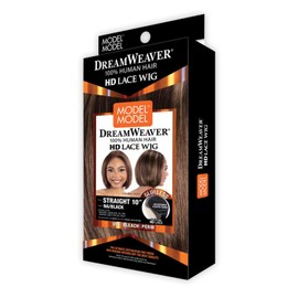 DREAMWEAVER ModelModel Human Hair HD Lace Front Wig Dream Weaver Glueless 5" Center Part Straight 10" (NATURAL/BLACK)