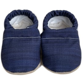 Clamfeet Organic Soft Sole baby shoes | First Walkers Crib Shoes | Pull on soft sole Infant Shoes | Lightweight Soft Sole Crib Shoes Toddler Shoes (Zach) Denim (Size 3 (12-18 Months))