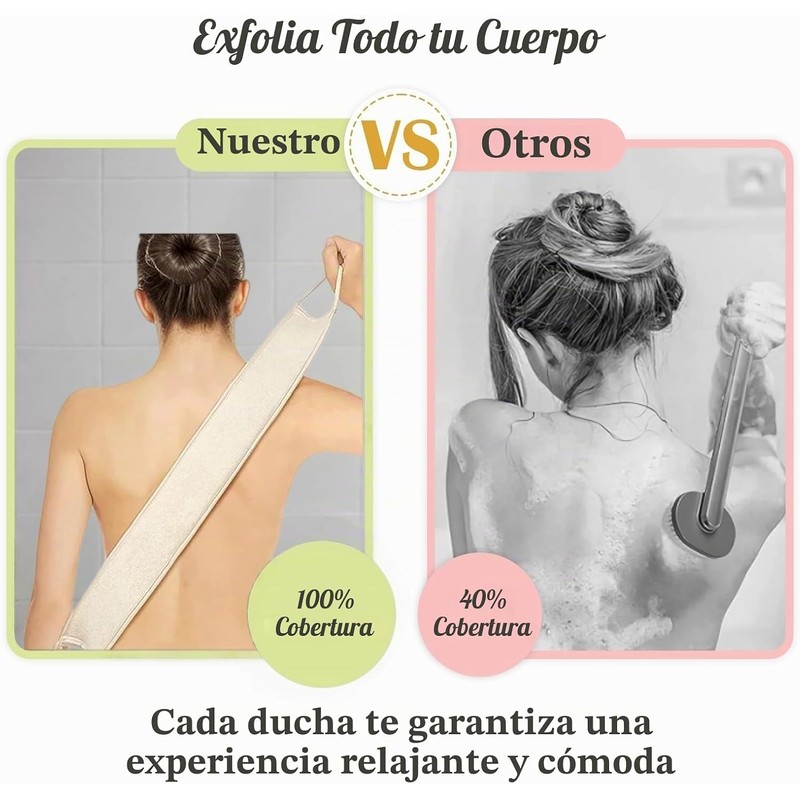 Esponja de lufa natural para la espalda, exfoliante corporal, exfoliante