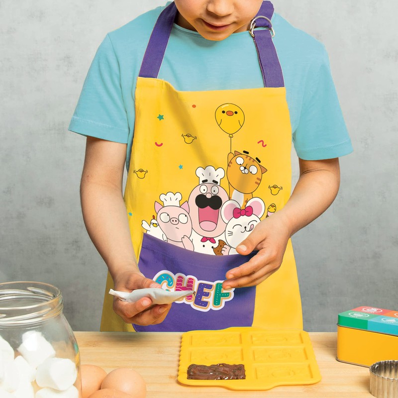 Chefclub Unisex Children's Cotton Apron, Yellow, One Size, yellow