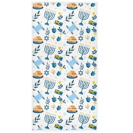 Pfrewn Happy Hanukkah Chanukah Menorah Hand Towels Hanukkah Jewish Holiday Blue Bathroom Towel Rustic Kitchen Dish Guest Towel Seasonal Christmas Decoration 16x30 in