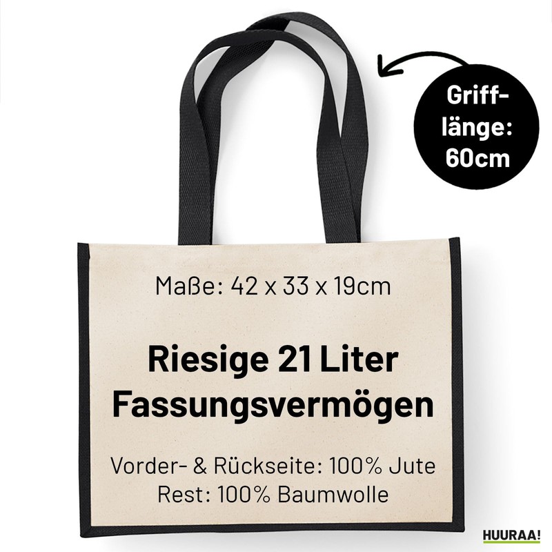 huuraa Jute Bag Pastor with Heart Present Shopper Shopping Bag