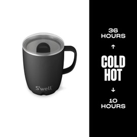 S'well Stainless Steel Mug with Handle, 16oz, Onyx, Triple Layered Vacuum Insulated Containers Keeps Drinks Cold for 10 Hours and Hot for 3, BPA Free