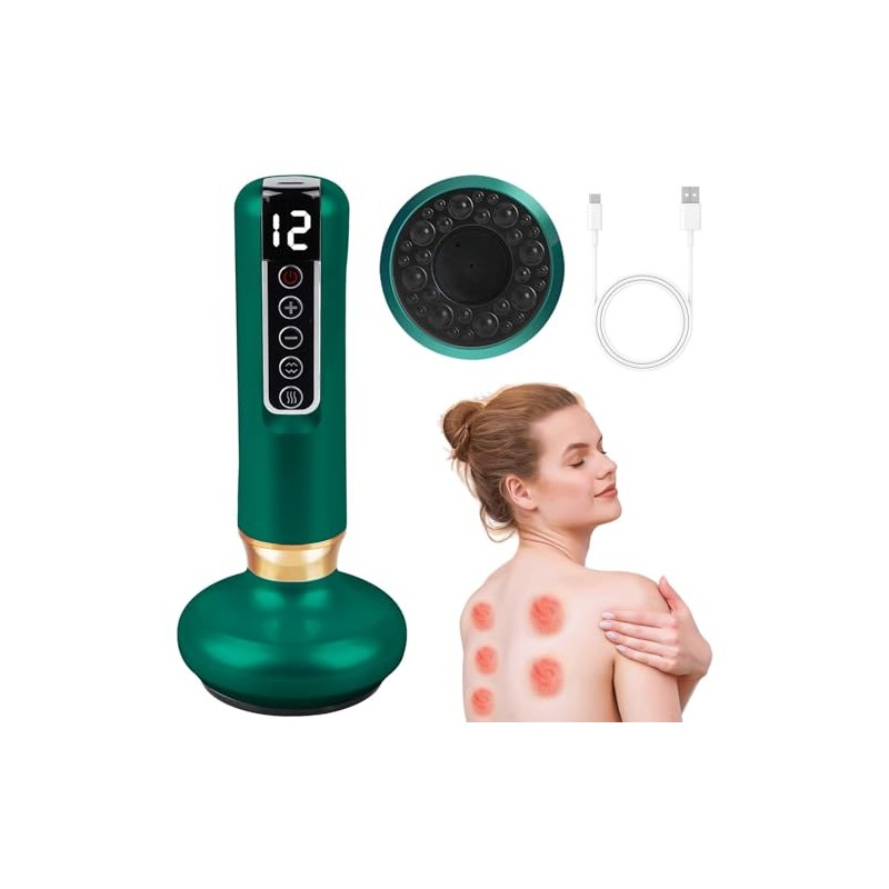 Cellulite-Massagegerät, Schröpfgerät Elektrisch mit Heizfunktion, Anti-Cellulite Vakuum-Massagegerät zur Körperformung, Verstellbares