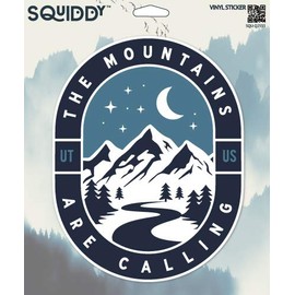 Squiddy The Mountains are Calling Utah - Vinyl Sticker Decal for Phone, Laptop, Water Bottle (3" Tall)