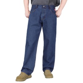 TICOMELA FR Jeans for Men Flame Resistant Pants 11.5oz Heavy Duty Blue Denim Pre-Washed Relaxed FR Jeans