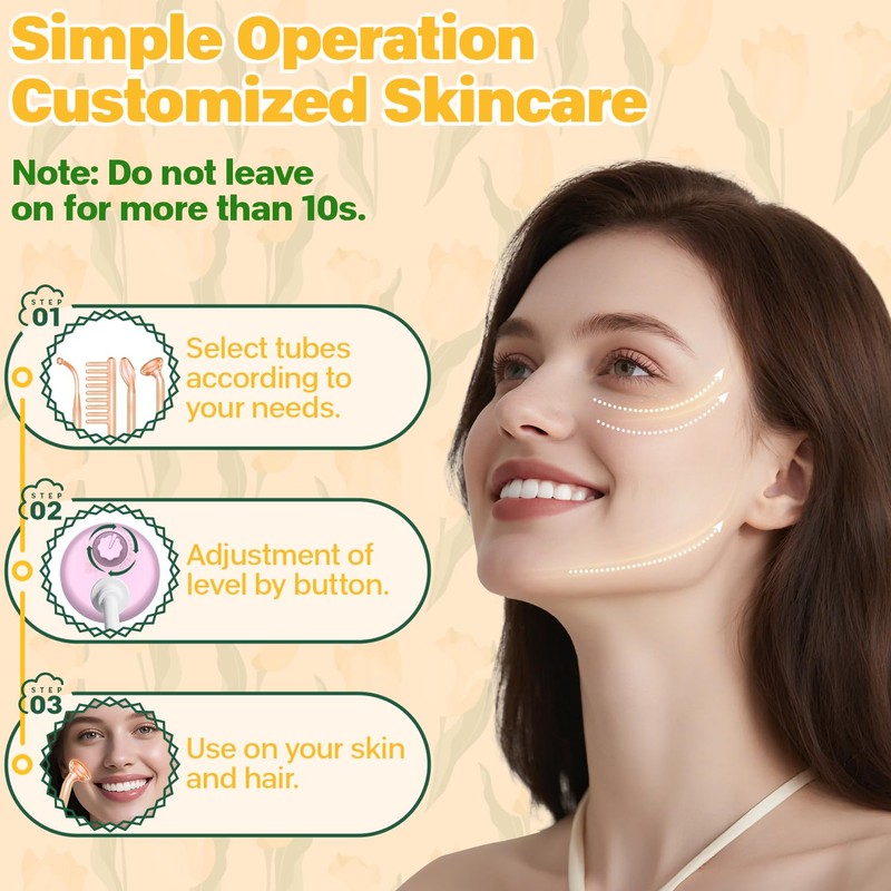 ROMMQB Professional Skin Therapy Device with 4 Orange Neon Sticks,