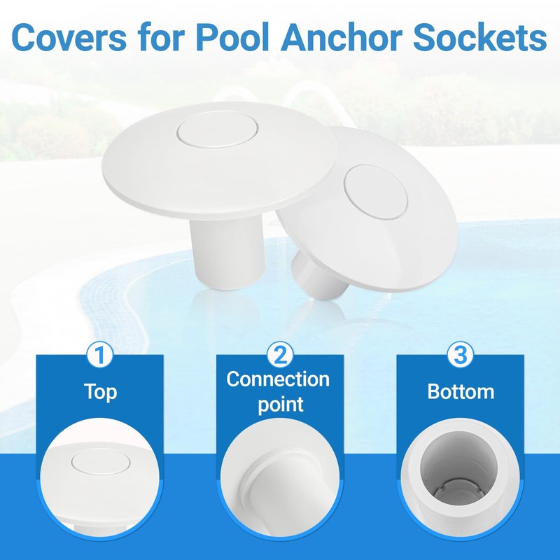 Pool Anchor Sockets Cover Compatible with Pool Ladders, and Railing