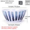 KX-WARE Blue Stripe Melamine Bowls, 6-inch 100% Melamine Cereal/Soup/Salad Bowls,