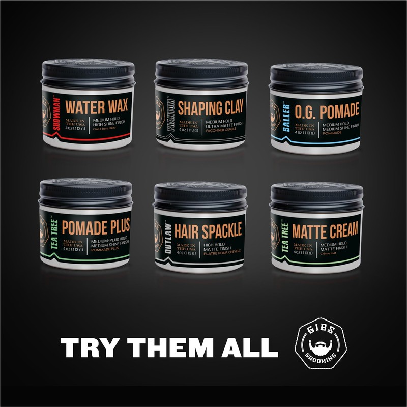 GIBS Water Wax, SHOWMAN-Medium Hold, Healthy High Shine, Water Based,