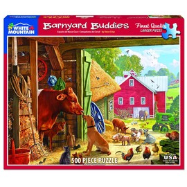White Mountain Puzzles Barnyard Buddies - 500 Piece Jigsaw Puzzle