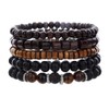 ALRNBY Mens Beaded Bracelet Wooden Bead Bracelet Set Stackable Elastic