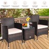 COSTWAY 3 PCS Patio Furniture Set, Outdoor Wicker Conversation Set