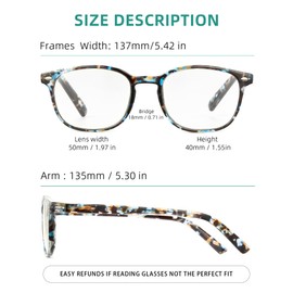 JOLISU 5 Pack Reading Glasses For Women,Blue Light Blocking Computer Reader Spring Hinge Eyeglasses (1.50)