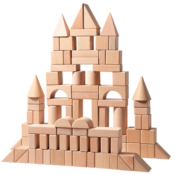 100PCS Wooden Building Blocks Toy Set for Kids Construction Stacking