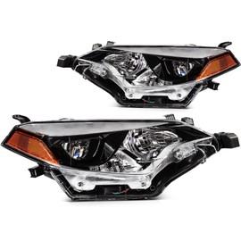 SCITOO Headlight Assembly Fit 2014-2016 for Toyota Corolla Base/CE/C/LE Eco/LE/L/S Plus/S/Special Edition Sedan 4-Door Pair Headlamps Black Housing Amber Reflector TO2502216