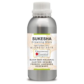 Greenwood Essential Sukesha - For Healthy, Strong and Thick Hair Essential Oils of Rosemary, French Lavender in Sesame, Castor and Black Cumin Oil (Kalaunji) 300ml (10oz)