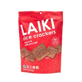 LAIKI Red Rice Crackers - Gluten Free Snacks - Deliciously Light and Airy Crunch - Allergen-Friendly , Vegan, Non-GMO Verified, FODMAP Friendly Rice Crackers Red Rice - 3.53 Ounce Bag (Pack of 8)
