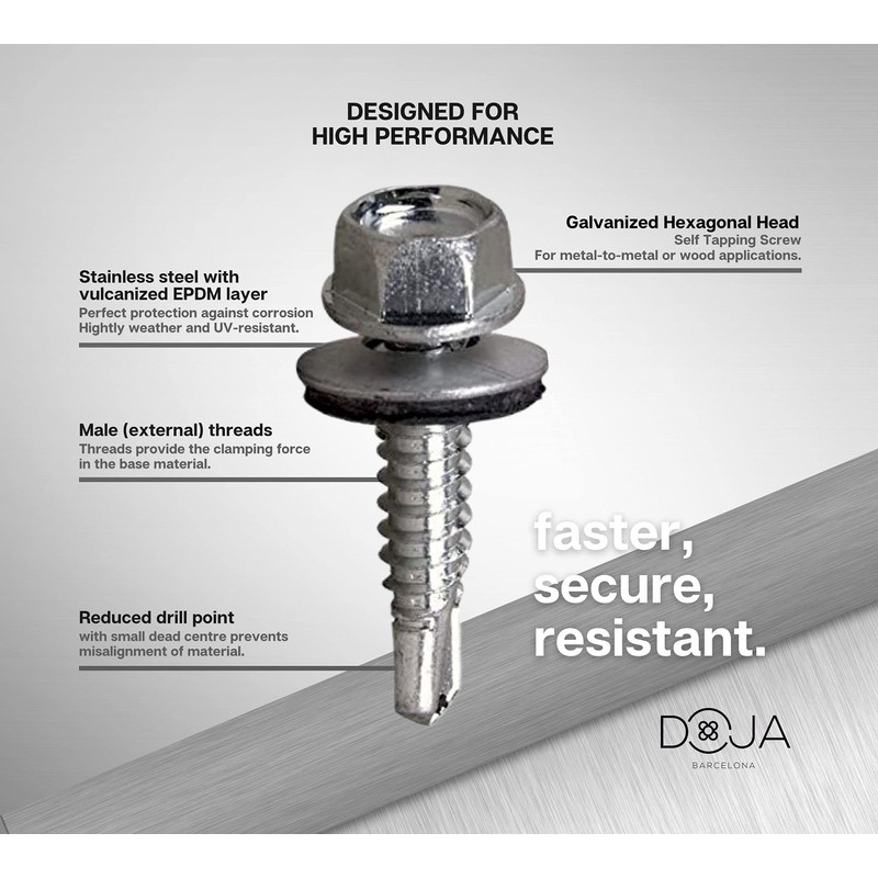 Doja Industrial Self-Tapping Screws 5.5 x 50 + Drill Socket