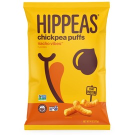 Hippeas Chickpea Puffs, Nacho Vibes, 4 Ounce (Pack of 1), 4g Protein, 3g Fiber, Vegan, Gluten-Free, Crunchy, Plant Protein Snacks
