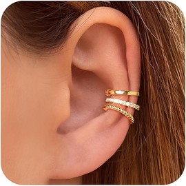 Tewiky Gold Earrings Clip on Earrings Cartilage Earrings for Women Ear Cuffs for Women Non Piercing Sterling Silver Cuff Earrings ,With beautifully packaged gifts, Perfect for Any Occasion Daily & Party Decoration - Color: Style -C-Gold