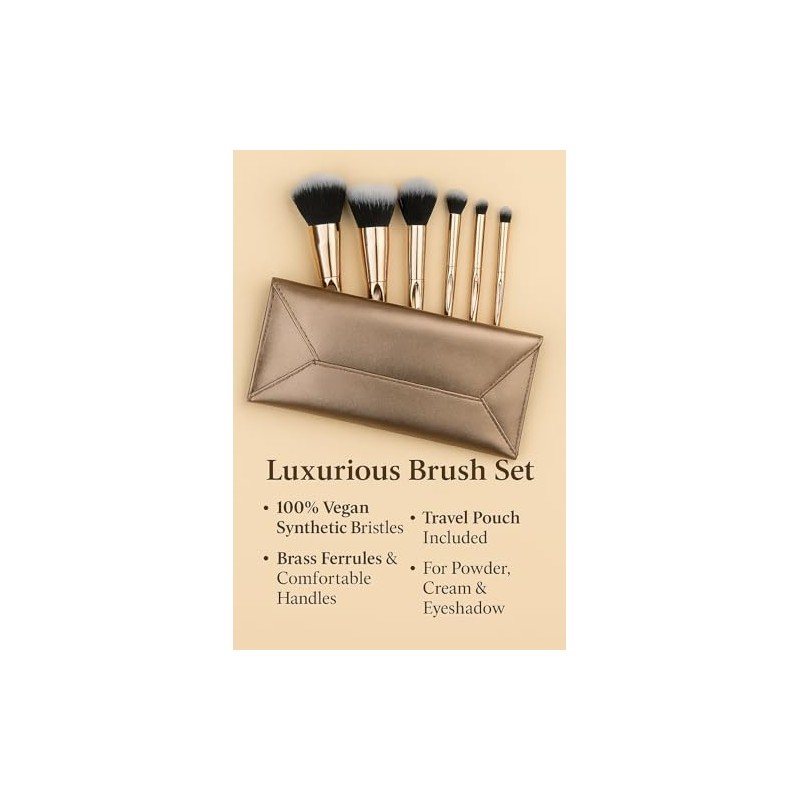 F.A.R.A.H. Gold Collection Brush Set - 6-Piece Makeup Brush Set