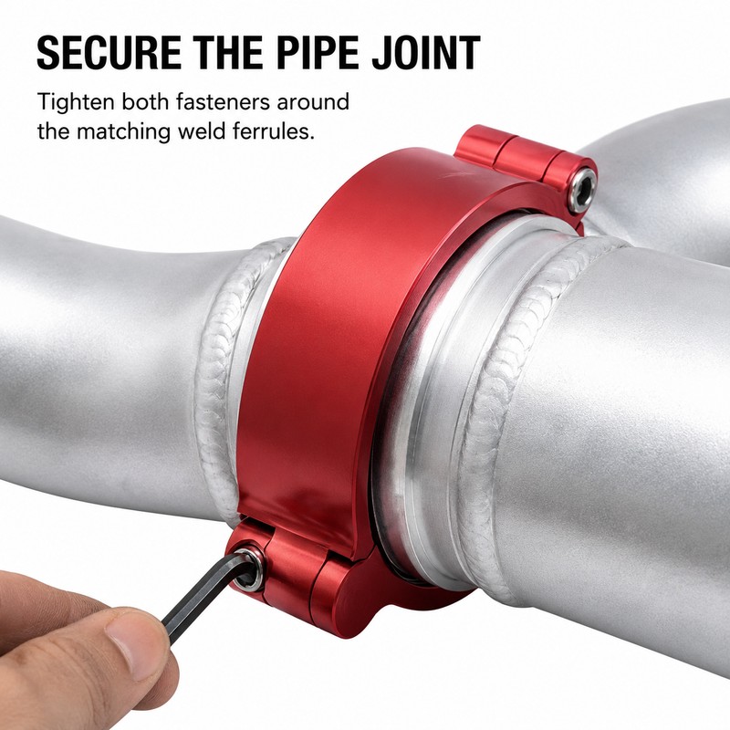 2, 2.5 and 3 Inch Anodized Aluminum Quick-Release V-Band Clamp