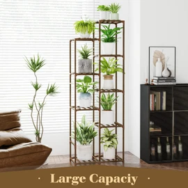 Bamworld 62 " Tall Plant Stand for Indoor Plants Outdoor Corner Plant Shelf Flower Stands for Living Room Balcony and Garden