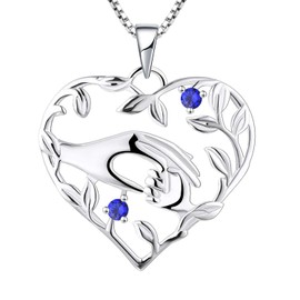 YL Mama Necklace 925 Sterling Silver Mother Holding Children's Hand, Pendant Necklace, Gifts for Mum, 925 Sterling Silver