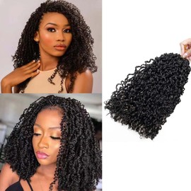 8 Inch Yanky Twist Crochet Hair Pre-Twist Braiding Hair 5 Packs Mini Twist Crochet Braids Bouncy Short Passion Twist Braiding Hair Extensions for Women