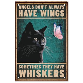 SUPERDANT Cat Butterfly Tin Sign Black Cat Metal Sign Cat Signs Cat Inspirational Quotes Metal Sign Funny Signs and Plaques Cat Metal Wall Art Bar Sign Home for Man Cave Pubs Living Room Wall Decor