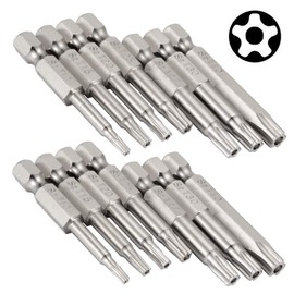 Gasea 2 Sets of 7pcs 50mm 1/4" Hex Shank Five-Pointed Star Magnetic Screwdriver Bits Set, T10-T40, S2 Steel