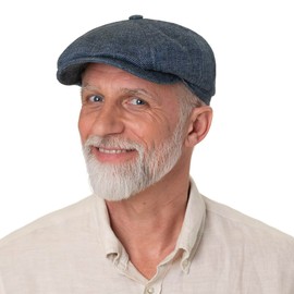 Stetson Hatteras Inspection Tag Flat Cap - Hat - Classic Peaked Cap - Made in Germany - Men - Spring / Summer, Mottled blue, 60