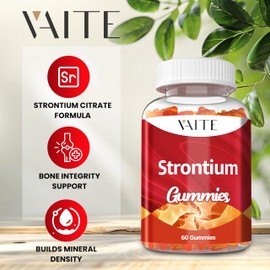 Strontium Citrate 750mg Supplement – Enhances Bone Density, Strength, and Health for Men and Women, 60 Vegan, Non-GMO, Sugar-Free Gummies Provide an Easy Way to Promote Long-Term Bone Wellness