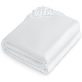 Utopia Bedding Waterproof Mattress Protector, 135 x 190 cm, for Mattresses up to 30 cm High, Lightweight and Soft Jersey Mattress Cover with Stretchable Sides - White