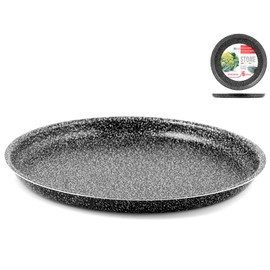 Home Stone Round Pizza Pan, Non-stick Coating, Stone. Charcoal, 36 cm